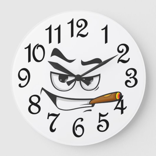 Cartoon Character Face Große Wanduhr (Vorderseite)