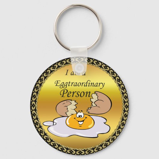 cartoon character fried egg with big smile schlüsselanhänger (Vorderseite)