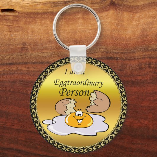 cartoon character fried egg with big smile schlüsselanhänger (Vorderseite)