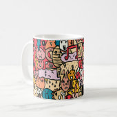 Cartoon Character Hand Drass Muster Kaffeetasse (Vorderseite Links)