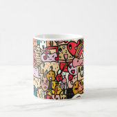Cartoon Character Hand Drass Muster Kaffeetasse (Mittel)