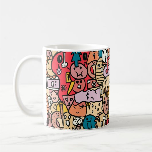 Cartoon Character Hand Drass Muster Kaffeetasse (Links)