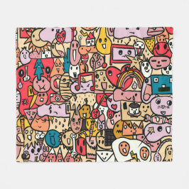 Cartoon Character Hand Drass Muster Kids Fleecedecke