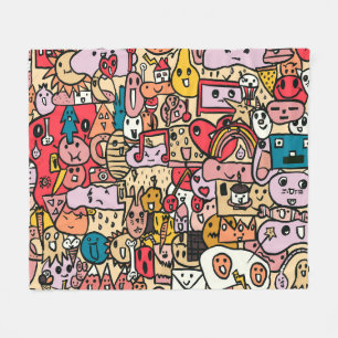 Cartoon Character Hand Drass Muster Kids Fleecedecke