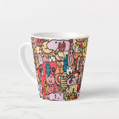 Cartoon Character Hand Drass Muster Milchtasse (Linke Ecke)