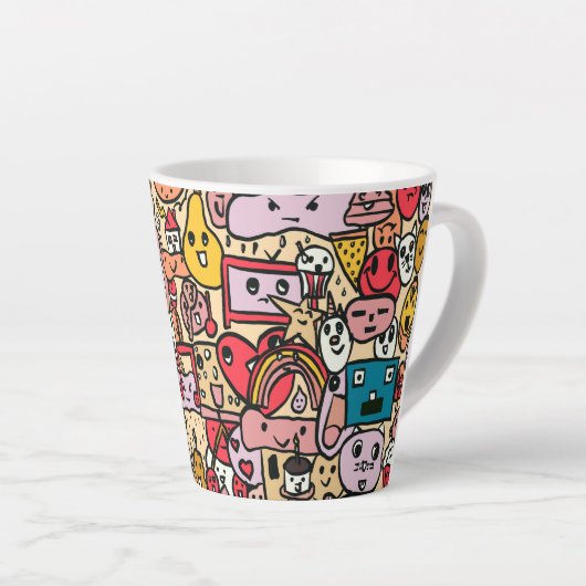 Cartoon Character Hand Drass Muster Milchtasse (Rechte Ecke)