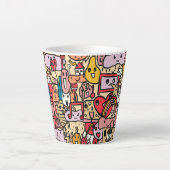 Cartoon Character Hand Drass Muster Milchtasse (Vorderseite)