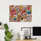 Cartoon Character Hand Drass Muster Poster (Heimbüro)