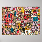 Cartoon Character Hand Drass Muster Poster (Vorne)