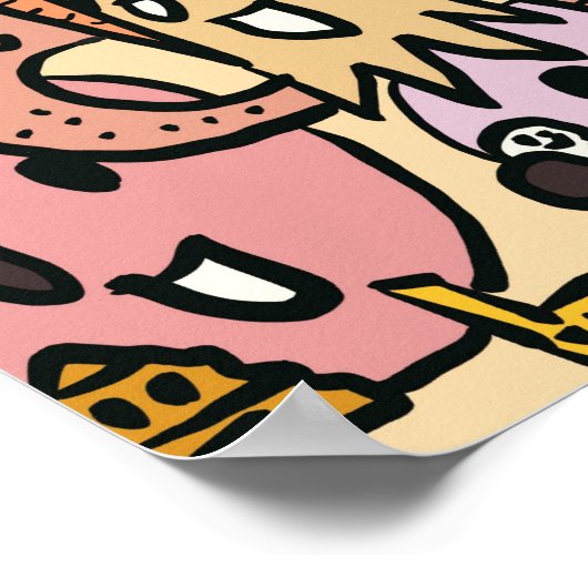 Cartoon Character Hand Drass Muster Poster (Ecke)