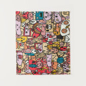 Cartoon Character Hand Drass Muster Wandteppich (Vorderseite)