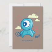 Cartoon Character Hand Drawn Blue Monster Art Einladung (Vorderseite)