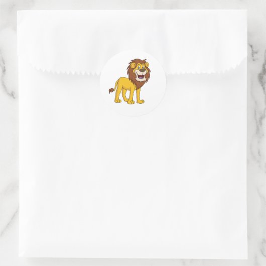 Cartoon Character Lion Runder Aufkleber (Tasche)
