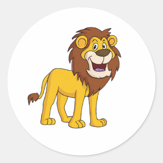 Cartoon Character Lion Runder Aufkleber (Vorderseite)