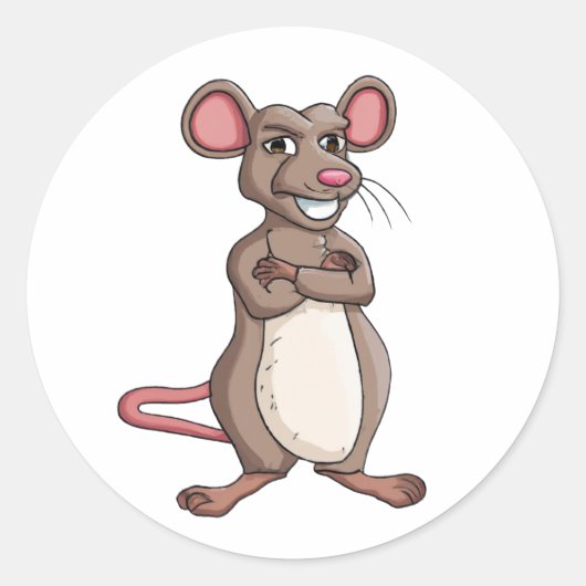 Cartoon Character Mouse Runder Aufkleber (Vorderseite)