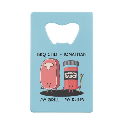 Cartoon Characters Steak & Sauce Custom GRILLEN Ko Geldbeutel Flaschenöffner (Vorderseite)