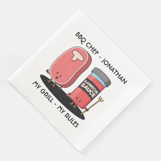 Cartoon Characters Steak & Sauce Custom GRILLEN Ko Serviette (Ecke)