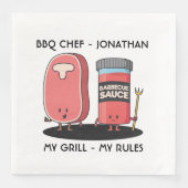 Cartoon Characters Steak & Sauce Custom GRILLEN Ko Serviette (Vorderseite)