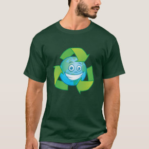 Cartoon-Charakter des Planeten Erde Gerecycelt T-Shirt
