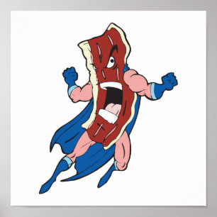Cartoon-Charakter des Superhelden mit Speck Poster