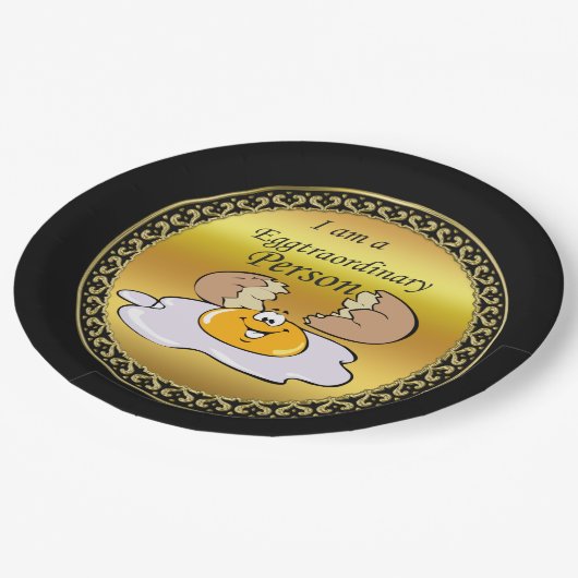 Cartoon-Charakter-Eier mit großem Lächeln Pappteller (Schrägansicht)