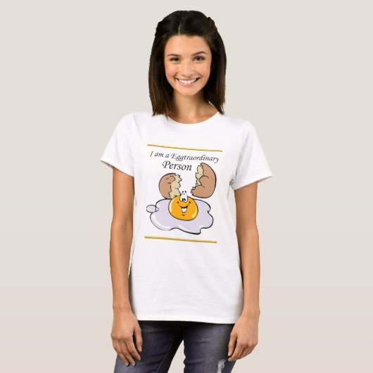Cartoon-Charakter-Eier mit großem Lächeln T-Shirt (Vorne ganz)