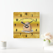 Cartoon-Charakter Kartoffel mit großen Augen 2 Quadratische Wanduhr (Zuhause)