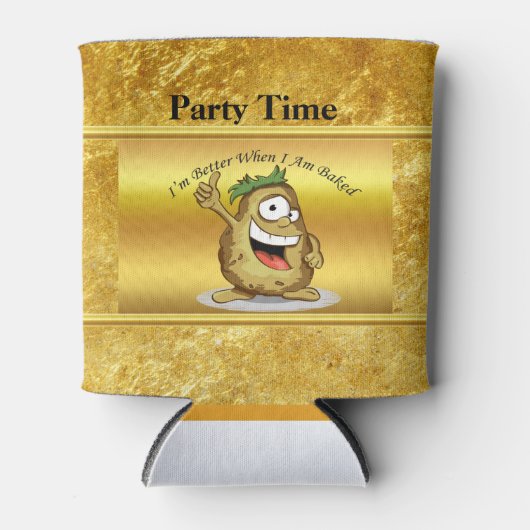 Cartoon-Charakterkartoffel mit grünem Haar Dosenkühler (Vorderseite)