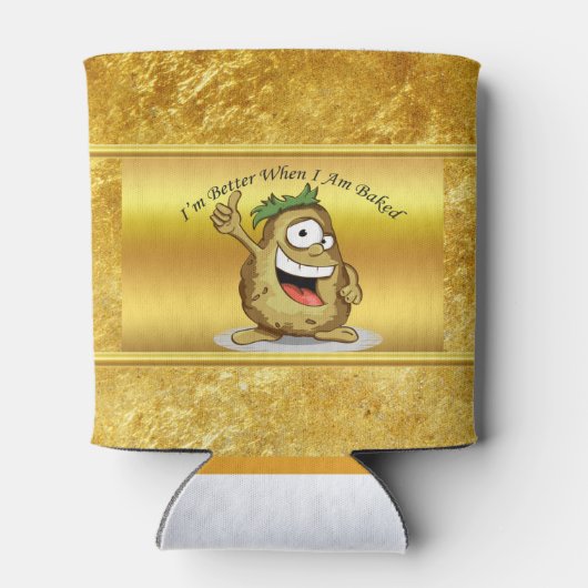 Cartoon-Charakterkartoffel mit grünem Haar Dosenkühler (Rückseite)