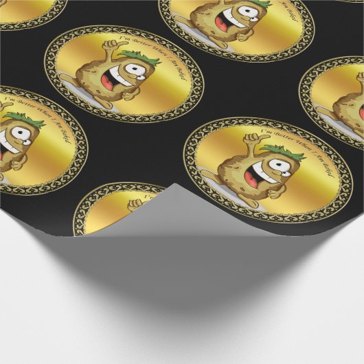 Cartoon-Charakterkartoffel mit grünem Haar Geschenkpapier (Ecke)