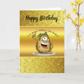 Cartoon-Charakterkartoffel mit grünem Haar Karte (Gelbe Blume)