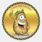 Cartoon-Charakterkartoffel mit grünem Haar Runder Aufkleber (Vorderseite)