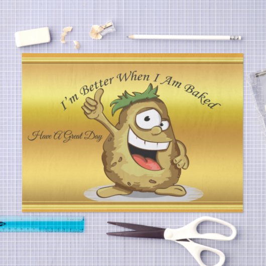 Cartoon-Charakterkartoffel mit grünem Haar Seidenpapier (Handwerk)