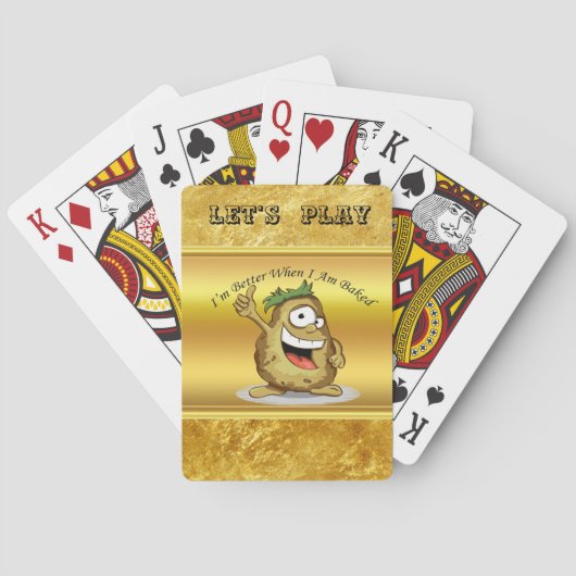 Cartoon-Charakterkartoffel mit grünem Haar Spielkarten (Rückseite)