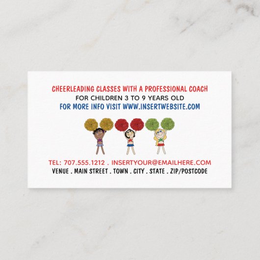 Cartoon Cheerleader Design, Chefcoach Visitenkarte (Rückseite)
