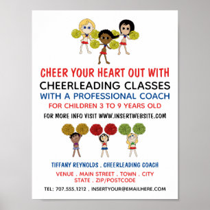 Cartoon Cheerleader Design, Chefklasse Poster