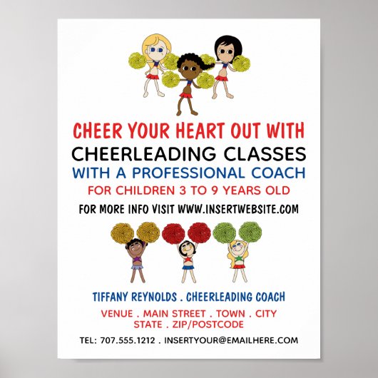 Cartoon Cheerleader Design, Chefklasse Poster (Vorne)