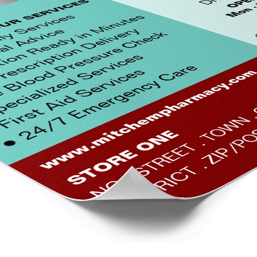 Cartoon Chemist, Apotheke, Werbung für Apotheker Poster (Ecke)