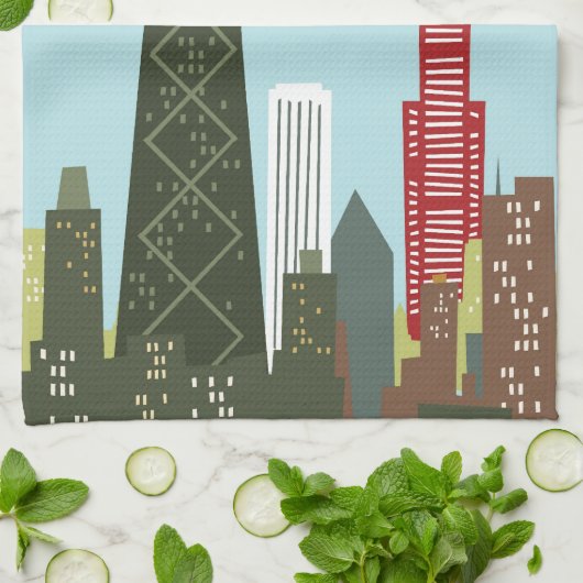 Cartoon Chicago Geschirrtuch (Gefaltet)