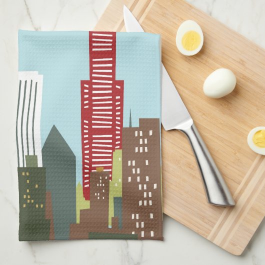 Cartoon Chicago Geschirrtuch (Viertel Falte)