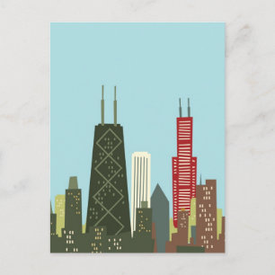 Cartoon Chicago Postkarte