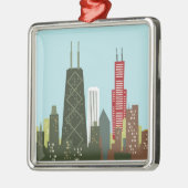 Cartoon Chicago Silbernes Ornament (Links)
