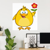 Cartoon Chick und Blume Poster (Heimbüro)