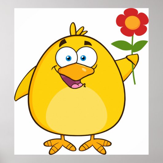 Cartoon Chick und Blume Poster (Vorne)