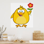 Cartoon Chick und Blume Poster (Küche)