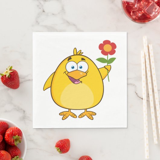 Cartoon Chick und Blume Serviette (Beispiel)
