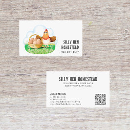 Cartoon Chicken Hen Egg QRCode Business Card Visitenkarte