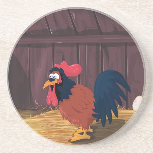 Cartoon Chicken Hen House Getränkeuntersetzer (Vorne)
