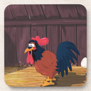 Cartoon Chicken Hen House Untersetzer