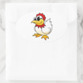 Cartoon Chicken Ovaler Aufkleber (Tasche)